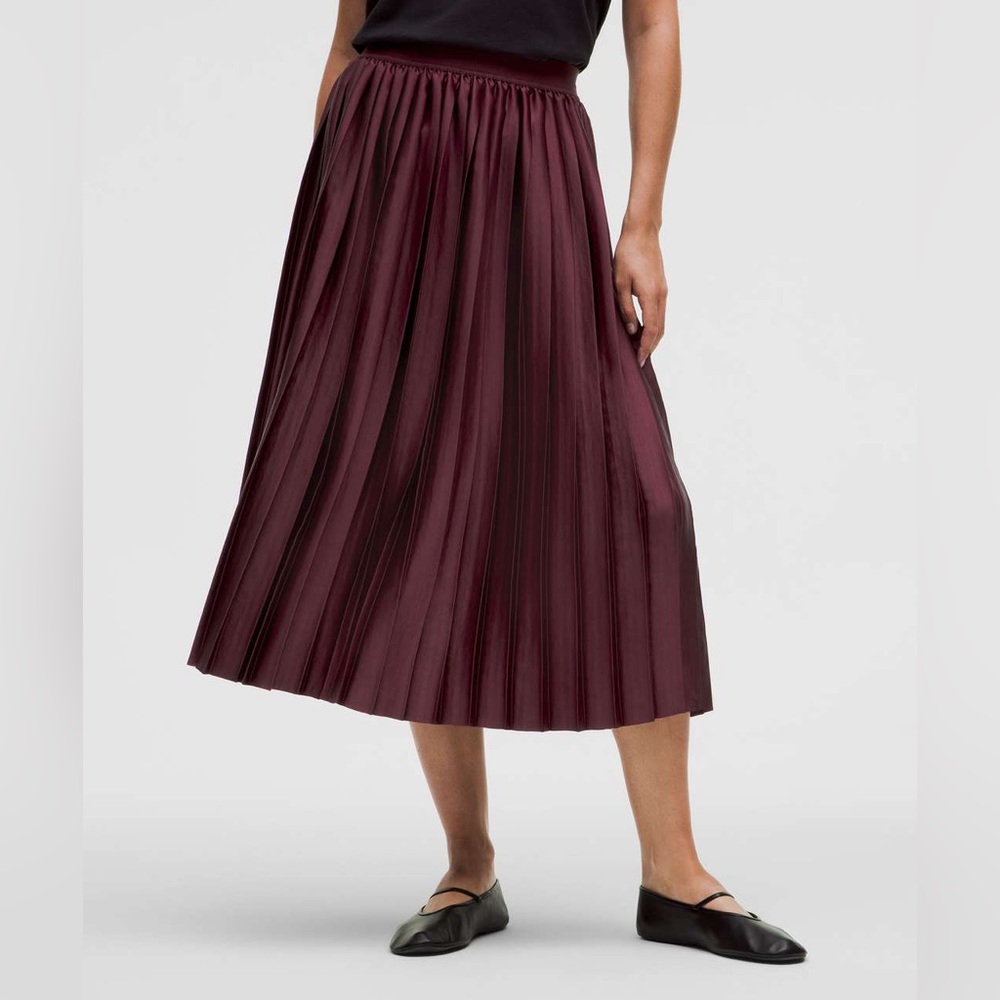 Lululemon Satin Pleated Midi Skirt